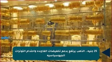 25 جنيه.. الذهب يرتفع بدعم تخفيضات الفائدة واحتدام التوترات الجيوسياسية